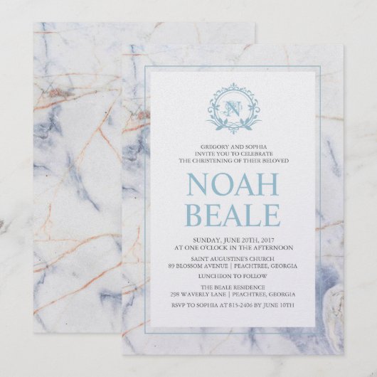 Invitation du baptême de marbre (Devant / Derrière)