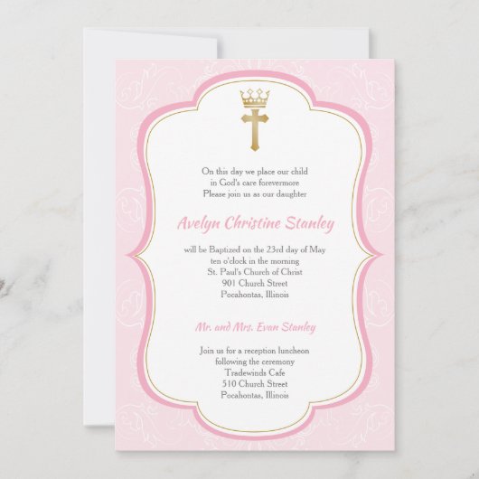 Invitation du baptême Princesse (Devant)