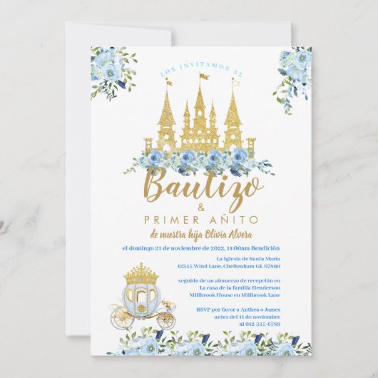 Invitation du baptême Princesse Bautizo Invitation (Devant)