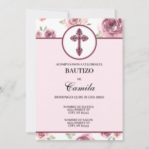 INVITATION DU BAPTISME FLORAL BURGUNDAIS