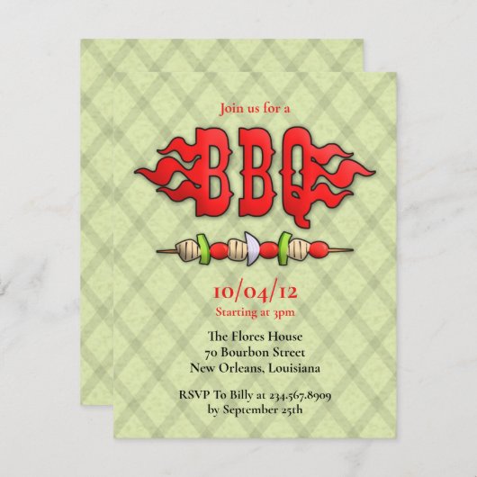 Invitation du barbecue (Devant / Derrière)