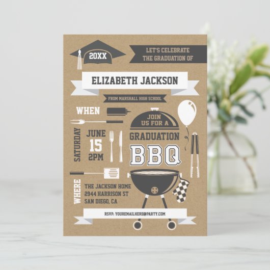 Invitation du barbecue de gradation rustique (Debout devant)