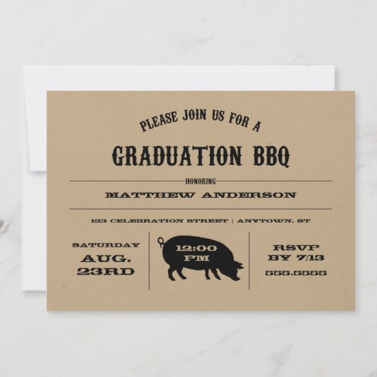 Invitation du barbecue de graduation vintage (Devant)