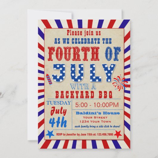 Invitation du barbecue du 4 juillet (Devant)