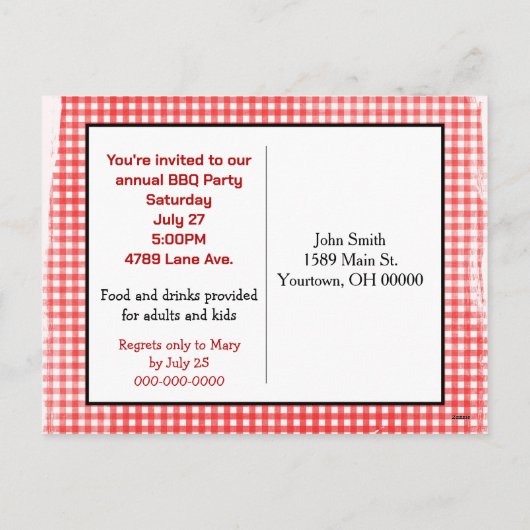 Invitation du barbecue En vichy (Dos)