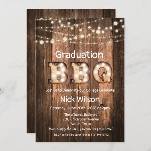 Invitation du barbecue Rustique (Devant / Derrière)