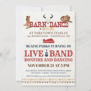 Invitation du Barn Dance Party Rodeo Cowboy Part
