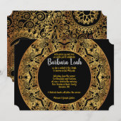 Invitation du Bat mitzvah circulaire GOLDEN (Devant / Derrière)