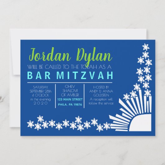 Invitation du Bat mitzvah de barre de CRÉATION (Devant)