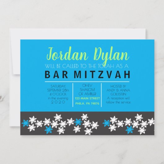 Invitation du Bat mitzvah de barre de CRÉATION (Devant)