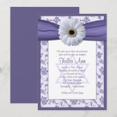 Invitation du Bat mitzvah de Damas Floral blanc vi (Devant / Derrière)