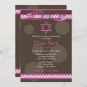 Invitation du Bat mitzvah de la Bow Pois rose Brow (Devant / Derrière)