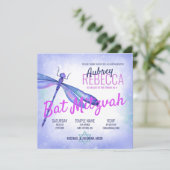 Invitation du Bat mitzvah de libellules bleu clair (Debout devant)