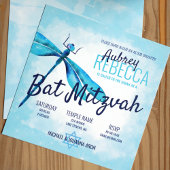 Invitation du Bat mitzvah de libellules turquoise 