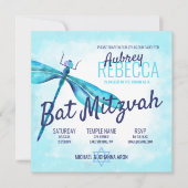 Invitation du Bat mitzvah de libellules turquoise  (Devant)