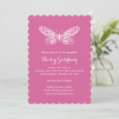 Invitation du Bat mitzvah de papillon Fuchsia (Debout devant)