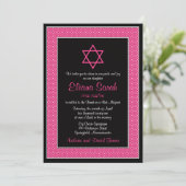 Invitation du Bat mitzvah de points Polka rose et  (Debout devant)
