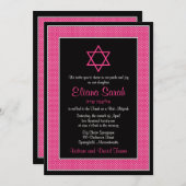 Invitation du Bat mitzvah de points Polka rose et  (Devant / Derrière)