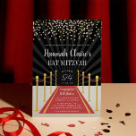 Invitation du Bat mitzvah de tapis rouge Hollywood<br><div class="desc">Les invitations chic Hollywood à thème bat mitzvah sont parfaites pour votre moment sous les projecteurs ! Les invitations comprennent un tapis rouge et une corde en velours avec votre nom et cérémonie bat mitzvah et détails de la fête en lettres blanches,  surmonté de confettis blush et or.</div>