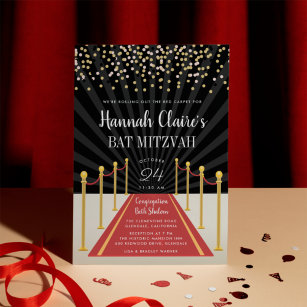 Invitation du Bat mitzvah de tapis rouge Hollywood