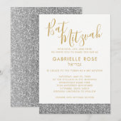 Invitation du Bat mitzvah d'or Parties scintillant (Devant / Derrière)