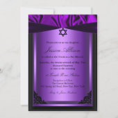 Invitation du bat mitzvah en soie violet et noire (Devant)