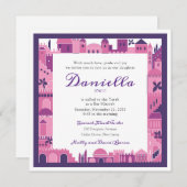 Invitation du Bat mitzvah frontalier de Jérusalem (Devant / Derrière)