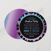 Invitation du Bat mitzvah GLOW Rainbow Splash (Devant / Derrière)