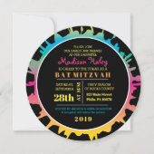 Invitation du Bat mitzvah GLOW Rainbow Splash (Devant)