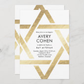 Invitation du Bat mitzvah Gold Star moderne (Devant / Derrière)