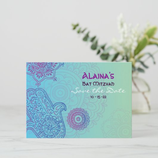 Invitation du Bat mitzvah HEMSA Enregistrer la dat (Debout devant)