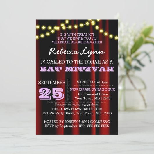 Invitation du Bat mitzvah Lilac (Debout devant)