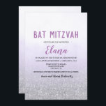 Invitation du bat mitzvah Ombre Lavender<br><div class="desc">Bat mitzvah Ombre Lavender Aquarelle Faux Parties scintillant Argent Invitation</div>
