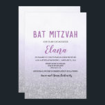 Invitation du bat mitzvah Ombre Lavender<br><div class="desc">Bat mitzvah Ombre Lavender Aquarelle Faux Parties scintillant Argent Invitation</div>