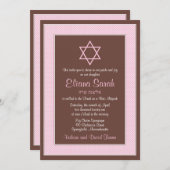 Invitation du Bat mitzvah Pink Brown Poka Dot (Devant / Derrière)