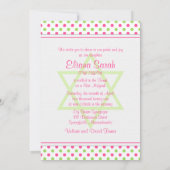Invitation du Bat mitzvah Pink Green Polka Dot (Dos)