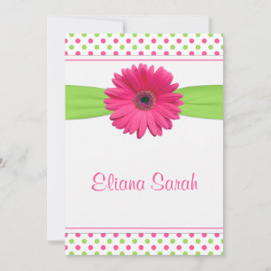 Invitation du Bat mitzvah Pink Green Polka Dot