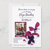 Invitation du Bat mitzvah Violet & Purple Pansies (Devant)