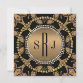 Invitation du Batik Art Déco Black Gold Monogram P (Devant)