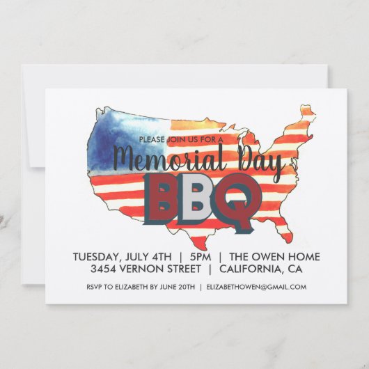 Invitation du BBQ Day Memorial (Devant)