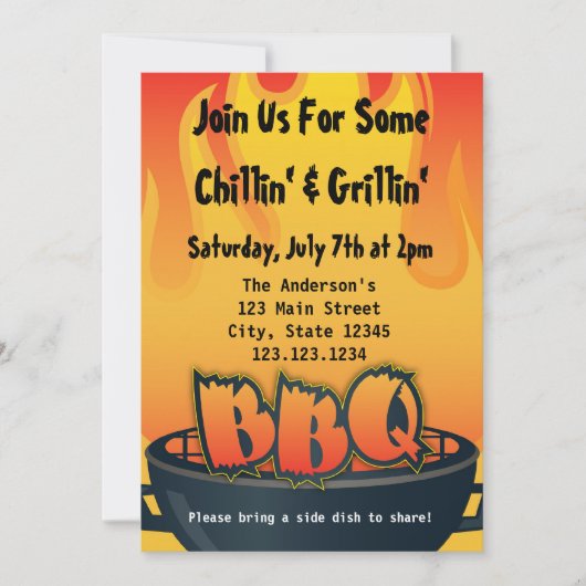 Invitation du BBQ Party (Devant)
