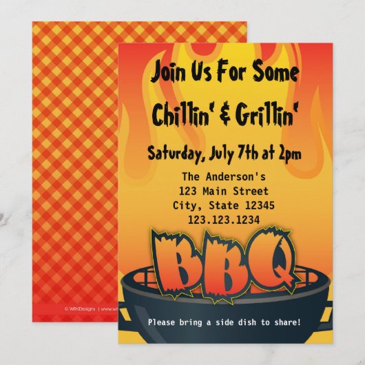 Invitation du BBQ Party (Devant / Derrière)