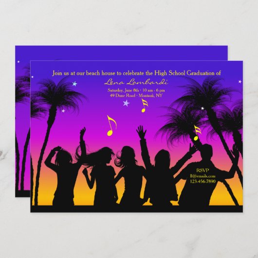 Invitation du Beach Party (Devant / Derrière)