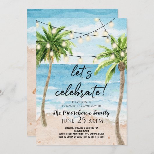 Invitation du Beach Party (Devant / Derrière)