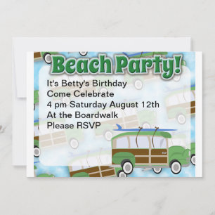 Invitation du Beach Party Woodie Wagon