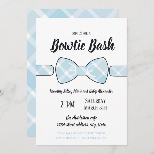 Invitation du bébé Bowtie Bash du Sud (Devant / Derrière)