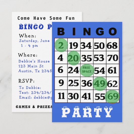 Invitation du BINGO Party (Devant / Derrière)