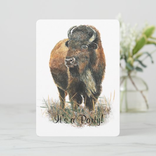 Invitation du Bison Buffalo Party à Customiser (Debout devant)
