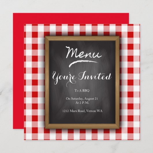 Invitation du Bistro Chalkboard Party (Devant / Derrière)