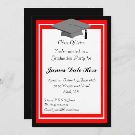 Invitation du Black and Red Graduation Party (Devant / Derrière)